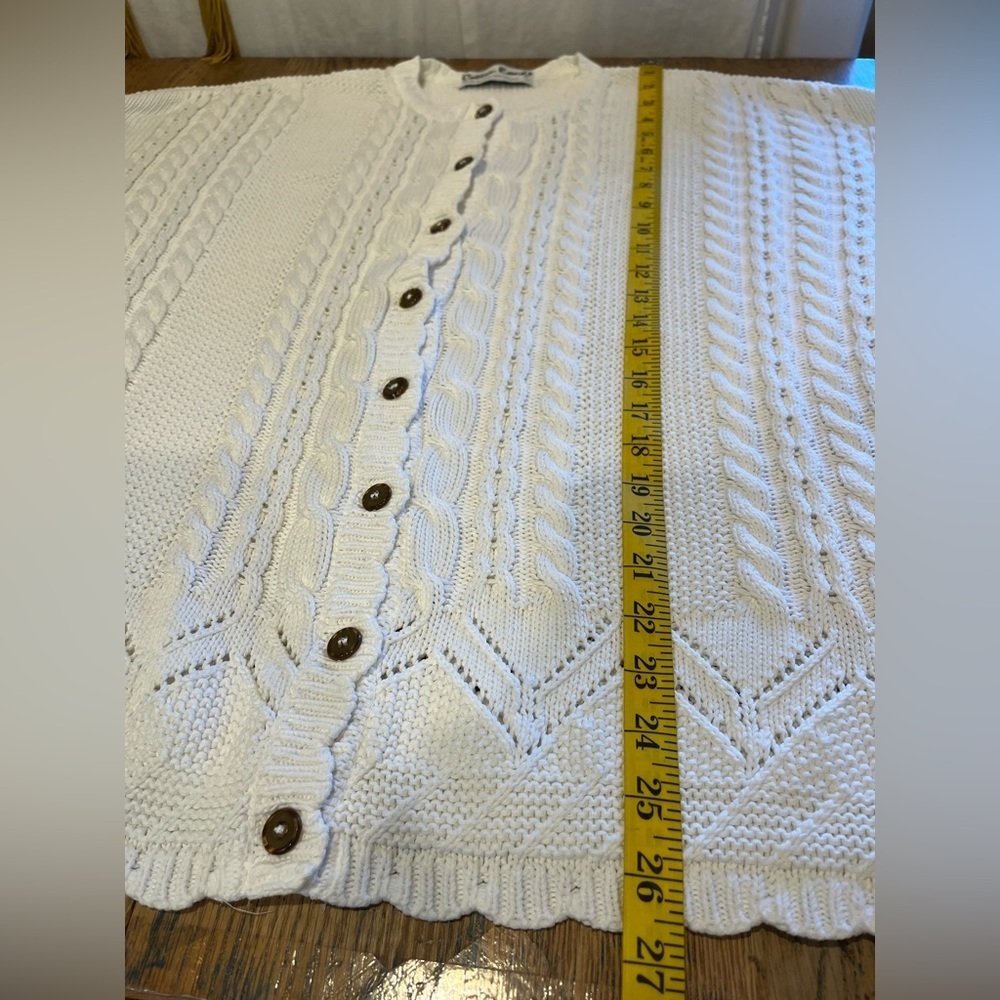 COTTON ROAD VINTAGE – White Cable Knit Cardigan – Oversized L - Picture 12 of 12